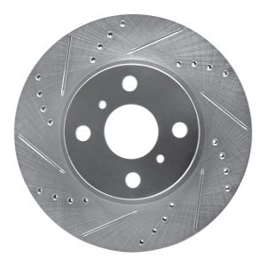 Scion iQ Brake Rotor (1) - Front Left - R1 Concepts - Drilled & Slotted - Silver - `06-`19